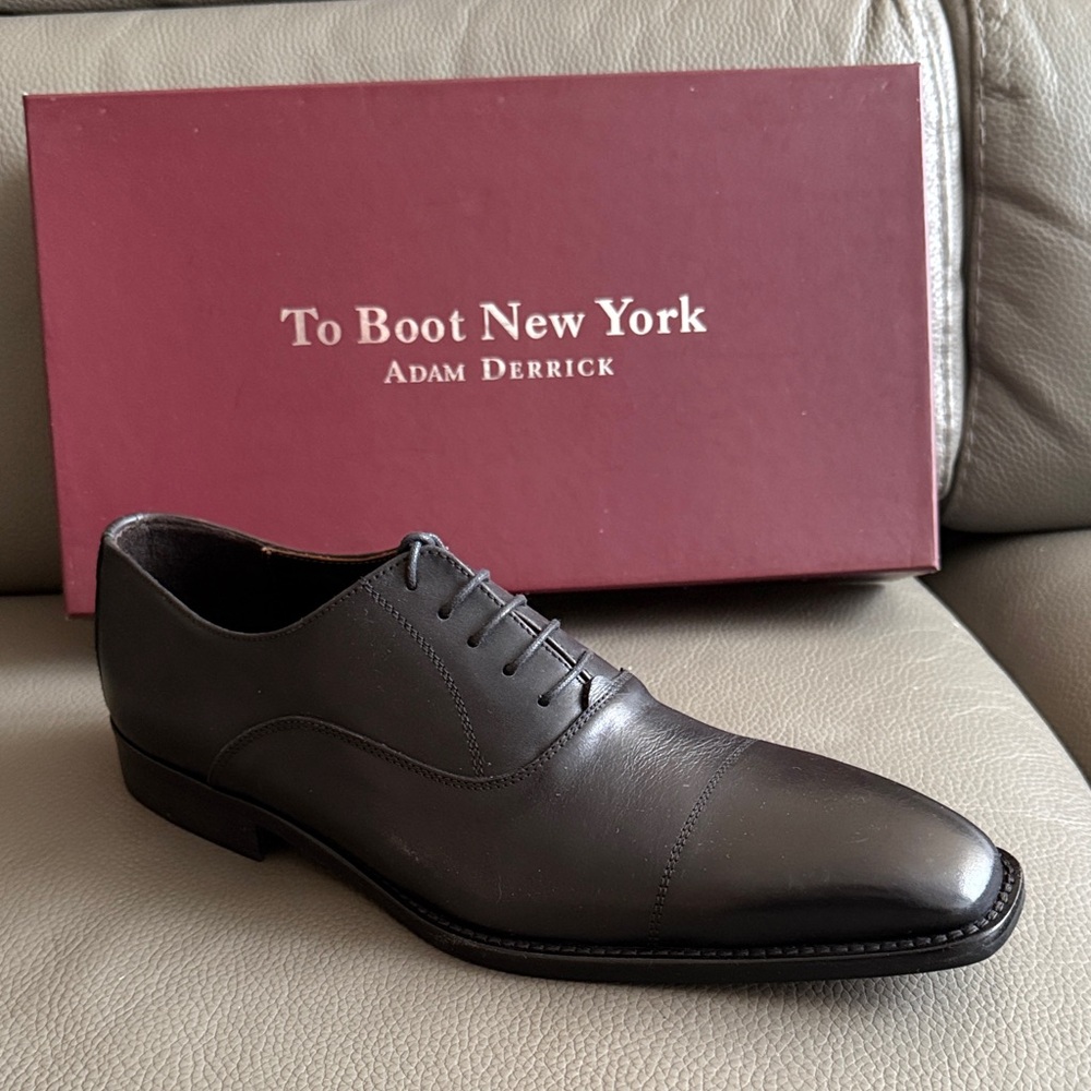 NIB To Boot New York Men's BLACK Leather Oxfords sz 9US/ 42 EU Made in Italy